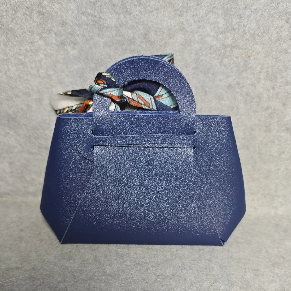 Navy Blue Mini Gift Bag with Scarf Accent